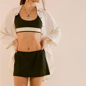 FREE PEOPLE - My Little Micro Mini Cotton-Linen Skort in Black, size Large
